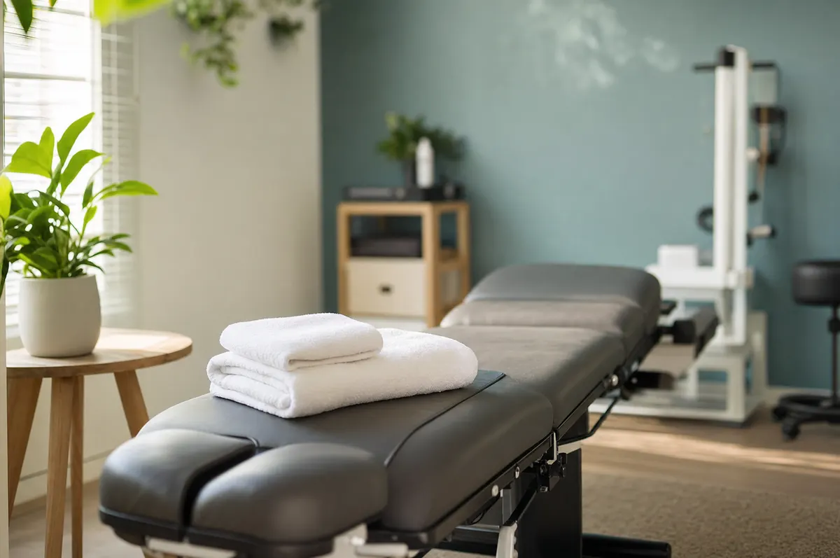 Sala de tratamiento moderna y tranquila en Caldero Chiropractic, Arcadia